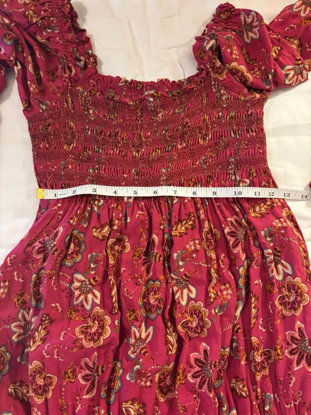 Free People Oasis Maxi Dress S Fairy Floral Viscose Boho Milkmaid Stretchy